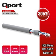 Qport Q-CAT6 305 Metre UTP 23AWG 0,57MM Gri Network Kablosu