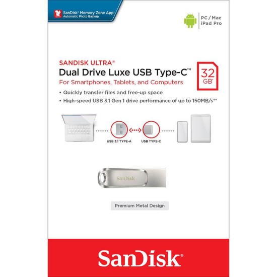 Sandisk 32GB SDDDC4-032G-G46 Ultra Dualdrive Type-C Usb Bellek