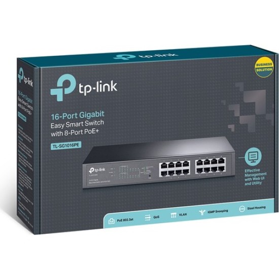 Tp-Link TL-SG1016PE 16-Port Gigabit Easy Smart 8 Port PoE Destekli Switch