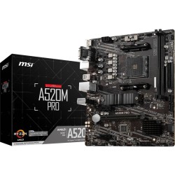 MSI A520M PRO AM4 DDR4 4600(OC) VGA DVI HDMI M.2 USB3.2 mATX Anakart