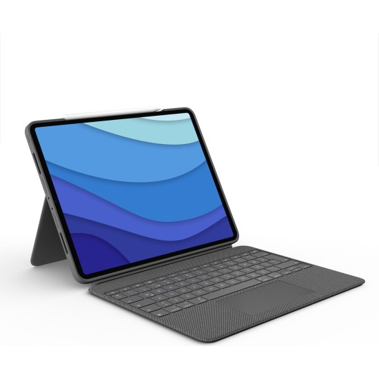 Logitech Combo Touch iPad Pro 12.9 inç 5 ve 6. Nesil ile Uyumlu Çok Yönlü Klavyeli Kılıf - Gri