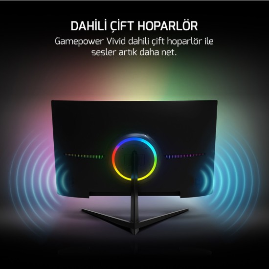 GamePower Vivid T40 24'' Curved RGB 180Hz 0.5ms FHD Va Panel 2x2W Speaker Gaming Monitör (Sıfır Ölü Piksel Garantili) 