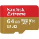 Sandisk Extreme 64GB 170/80MB/S Microsdxc A2 V30 Mobile Gaming Hafıza Kartı SDSQXAH-064G-GN6GN