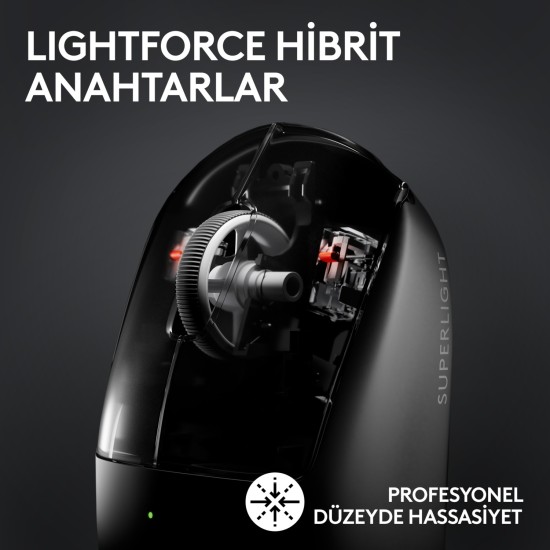 Logitech G PRO X SUPERLIGHT 2 Hafif HERO 2 Sensör 32.000 DPI LIGHTSPEED Kablosuz Oyuncu Mouse - Siyah