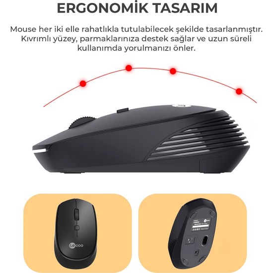 Lenovo Lecoo KM2001 Kablosuz Türkçe Q Klavye & Mouse Set Siyah