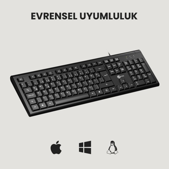 Lenovo Lecoo KB101 USB Kablolu Türkçe Q Klavye Siyah