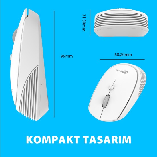 Lenovo Lecoo WS202 Kablosuz 1200DPI 4 Tuşlu Optik Mouse Beyaz