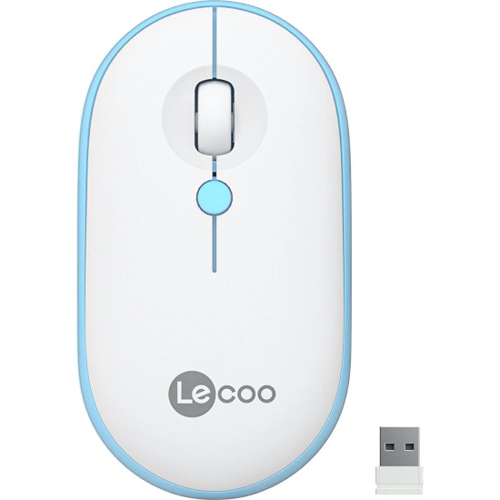 Lecoo Lenovo Lecoo WS212 Kablosuz 1600DPI 4 Tuşlu Optik Mouse Beyaz & Mavi