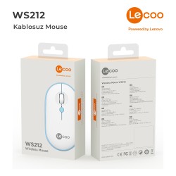 Lecoo Lenovo Lecoo WS212 Kablosuz 1600DPI 4 Tuşlu Optik Mouse Beyaz & Mavi
