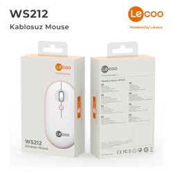 Lenovo Lecoo WS212 Kablosuz 1600DPI 4 Tuşlu Optik Mouse Beyaz & Pembe