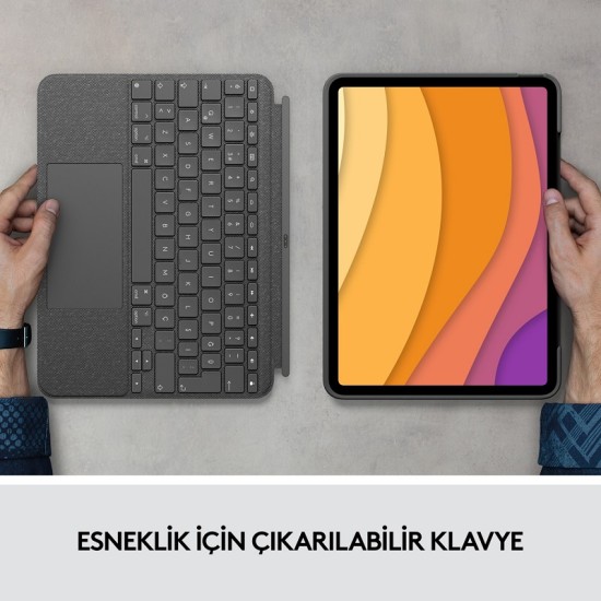 Logitech Combo Touch iPad Air 4. Nesil ile Uyumlu Çok Yönlü Klavyeli Kılıf - Gri