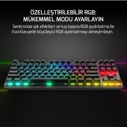 GamePower Eva 7 60M Mekanik Kablolu, 2.4Ghz, Bluetooth 3 Mod Blue Switch Türkçe Q 88 Tuş USB RGB Gaming Klavye