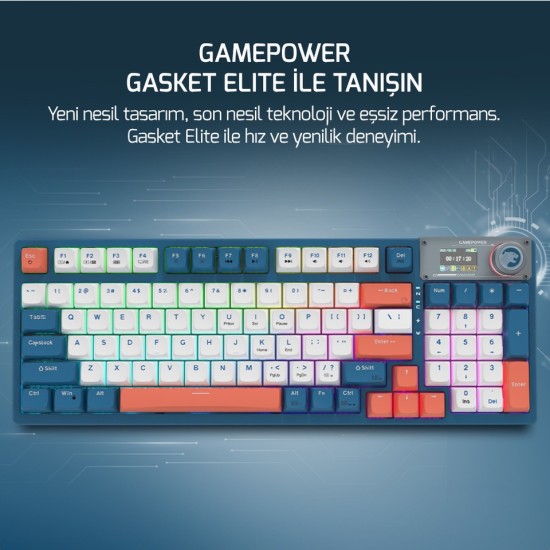 Gamepower Gasket Elite x Rgb Wireless/bluetooth/kablolu Mekanik Hot-Swap Yağlı Switch Gasket Gaming Klavye