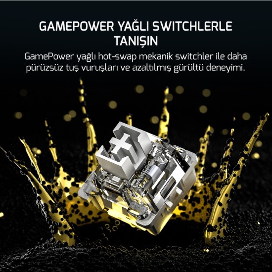 Gamepower Gasket Elite x Rgb Wireless/bluetooth/kablolu Mekanik Hot-Swap Yağlı Switch Gasket Gaming Klavye