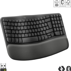 Logitech Wave Keys Kablosuz Bluetooth Dolgulu Avuç İçi Destekli Ergonomik Türkçe Q Klavye - Siyah