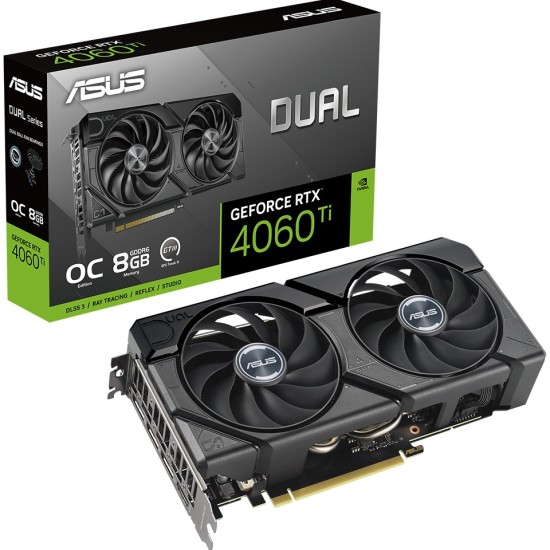 ASUS DUAL-RTX4060TI-O8G-EVO Nvidia Geforce RTX 4060 TI-8G 8GB GDDR6 128bit 2595MHz OC HDMI 3xDP DLSS3 Ekran Kartı