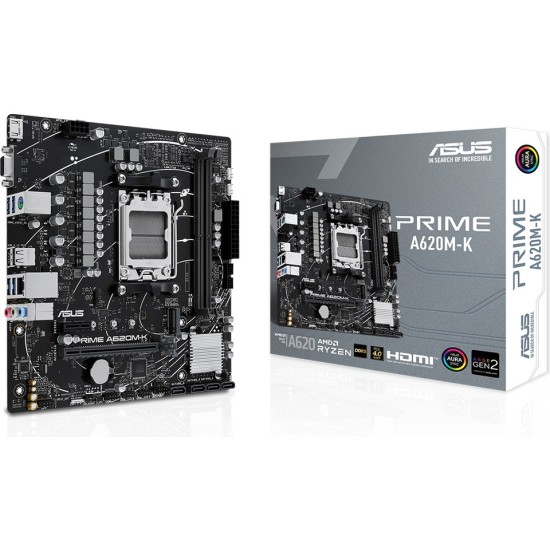 Asus Prıme A620M-K Amd A620 Am5 Ddr5 6400 Hdmı Vga M2 Usb3.2 Aura Rgb Matx Anakart