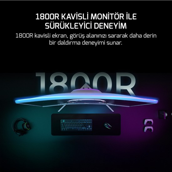 Gamepower Vivid T40 24'' 1800R Curved Rgb Beyaz 180Hz 0.5ms Fhd Va Panel 2X2W Speaker Gaming Monitör (Sıfır Ölü Piksel Garantili)