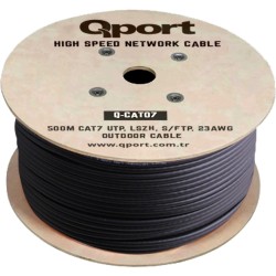 Qport Q-Cato7 S/ftp 500 Metre Cat7 Lsoh 23AWG Bakır Kablo Siyah