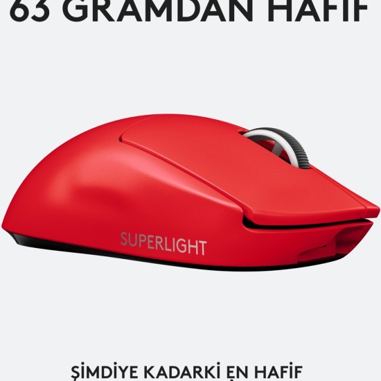 G PRO X SUPERLIGHT Ultra Hafif HERO 25.600 DPI 400 IPS LIGHTSPEED Kablosuz Oyuncu Mouse - Kırmızı