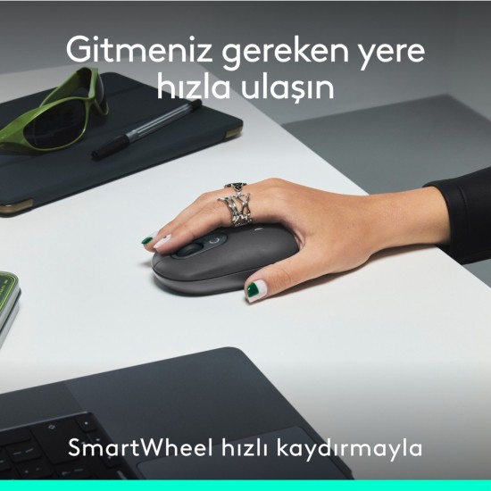 Logitech Pop Icon Kablosuz Bluetooth Sessiz Türkçe Q Klavye ve Mouse Seti, Siyah